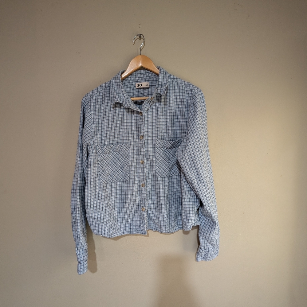 SO Baby Blue Flannel Plaid Shirt